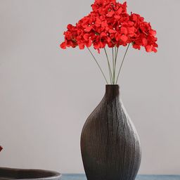 TIED RIBBONS Red Holla Berry French Hydrangea Artificial Flower Stick-44