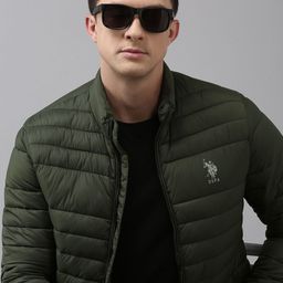 U.S. Polo Assn. Men Olive Green Solid Puffer Jacket-image-48