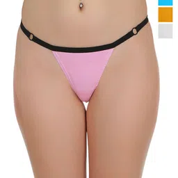 SELFCARE Women Pack Of 4 Seamless Black Strip Solid Thongs Briefs SN2970-image-23