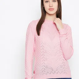 JUMP USA Women Pink Self Design Pullover Sweater-image-90