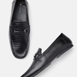 Van Heusen Men Textured Leather Horsebit Loafers-image-38