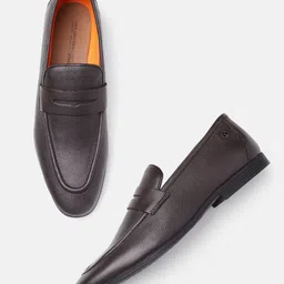 Van Heusen Men Textured Leather Formal Penny Loafers-image-98