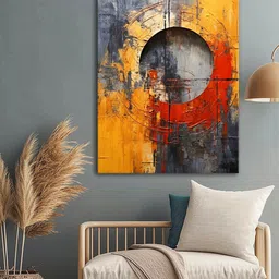 999Store Yellow & Grey Abstract Canvas Wall Art-8