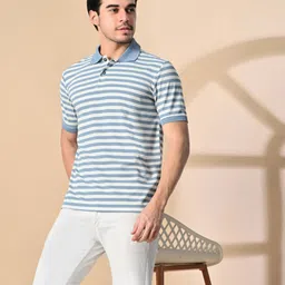 GLITO Men Striped Polo Collar Pockets T-shirt-image-27