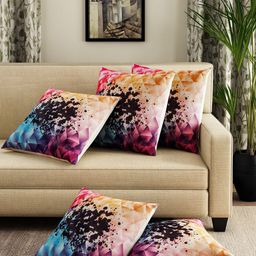 ROMEE Multicoloured Set of 5 Geometric Square Cushion Covers-3