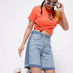 Belliskey Women Washed High-Rise Denim Shorts-image-37