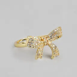 DressBerry Stone Studed Bow-Shaped Finger Ring-image-23