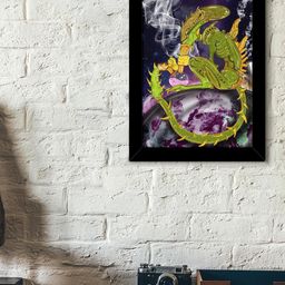 TIED RIBBONS Black & Green Solid Abstract Wall Art-7