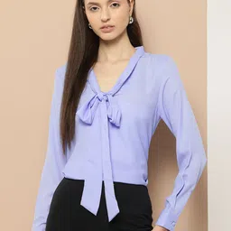 her by invictus Tie-Up Detail Cuffed Sleeves Top-image-97