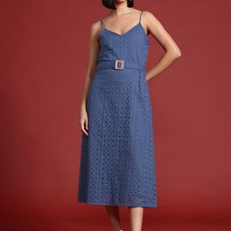 all about you Schiffli Cotton A-Line Midi Dress with Belt-image-44