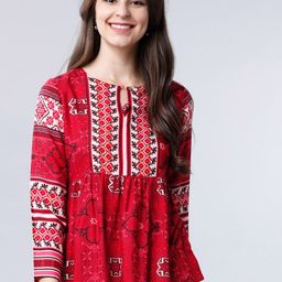 Vishudh Women Red Printed A-Line Top-picture-49