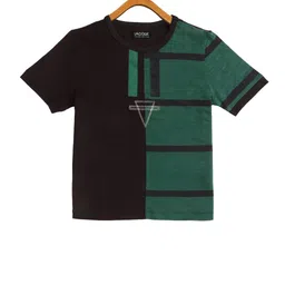 LAdore Kids Black & Green Colourblocked Round Neck T-shirt-image-55