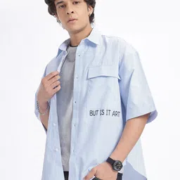 glitchez Pinstripe Art Flap Pocketed Relaxed Shirt-picture-32