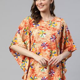 Cottinfab Geometric Print Kimono Sleeve Crepe Kaftan Longline Top-picture-21