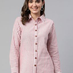 Cottinfab Slim Fit Opaque Striped Cotton Casual Shirt-image-39