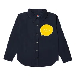 Cherry Crumble Boys Navy Blue Regular Fit Self Design Casual Shirt-image-81