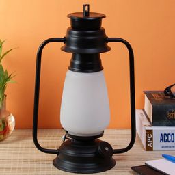 Devansh Black & White Solid Contemporary Table Lantern-25