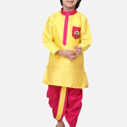 BownBee Boys Yellow & Red Solid Kurta with Dhoti Pants-11