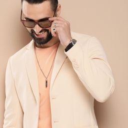 HERE&NOW Self Design Regular Fit Single-Breasted Casual Blazer-image-64