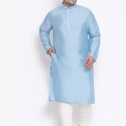 KISAH PLUS Men Blue Solid Straight Kurta-23