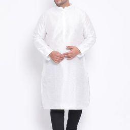 KISAH PLUS Men White Solid Straight Kurta-40