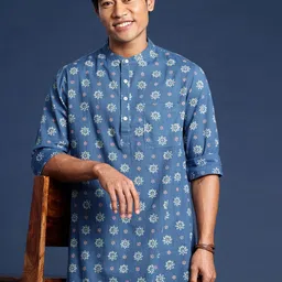 Taavi Men Woven Legacy Pure Cotton Printed Kurta with Trousers-picture-18