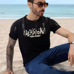 Status Quo Men Typography Printed Applique T-shirt-picture-45