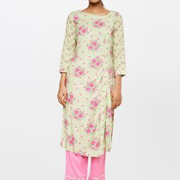 Global Desi Women Green Floral Printed Kurta-54