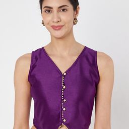 studio rasa Embellished V Neck Saree Blouse-image-65