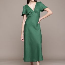 MANGO Flared Sleeve Empire Midi Dress-58