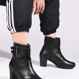 TRYME Women Round-Toe Block-Heeled Regular Boots-image-80