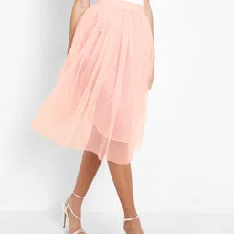 Boohoo Tulle Mesh Midi Flared Skirt-picture-11