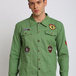 VOXATI Men Green Printed Tailored Jacket-image-13