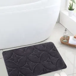 Saral Home Charcoal Grey Self-Design Anti-Skid Bath Rug-picture-0