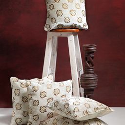 Alina decor Cream-Coloured & Beige Set of 5 Embroidered Square Cushion Covers-picture-40