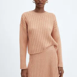 MANGO Drop Shoulder Sleeves Ribbed Pullover-image-89