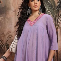 Sangria Mirror Work Lace Inserts Paneled A-line Ethnic Dress-image-28
