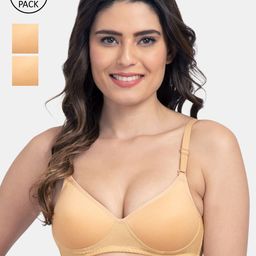 KOMLI Beige Solid Pack of 3 Everyday Bra K-95413-3PC-SK-28B-38