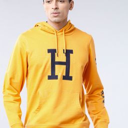 HIGHLANDER Men Yellow Printed Hooded Sweatshirt-picture-6