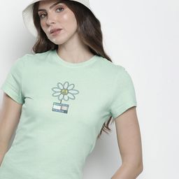 Tommy Hilfiger Floral Printed Pure Cotton Slim Fit T-shirt-image-67