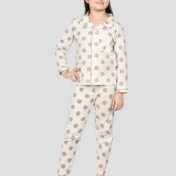 Here&Now X Denikid Girls Polka Dots Printed Pure Cotton Night suit-picture-28