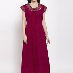 Secret Wish Maroon Printed Nightdress-image-29