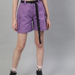 STREET 9 Women Lavender Solid Regular Fit Sports Shorts-picture-25