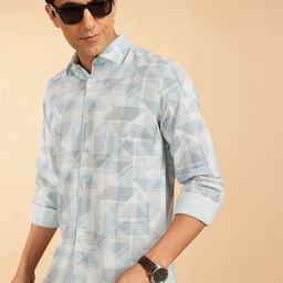 French Connection Pure Cotton Self-Design Geometric Slim Fit Casual Shirt-image-23