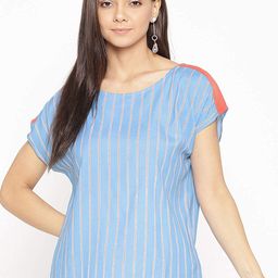 Porsorte Women Blue Striped Top-image-9