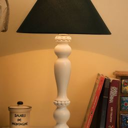 Homesake White & Green Solid Handcrafted Bedside Standard Table Lamp with Shade-29