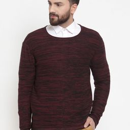 ARMISTO Men Maroon & Black Self Design Pullover Sweater-image-64