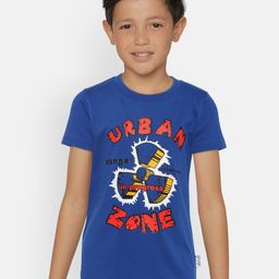 dongli Boys Blue Printed Round Neck T-shirt-image-43