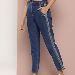 Harvard Women Boyfriend Fit High-Rise Side Taping Stretchable Jeans-image-8