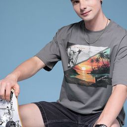 HERE&NOW Graphic Printed Drop-Shoulder Sleeves Pure Cotton Relaxed Fit T-shirt-picture-8